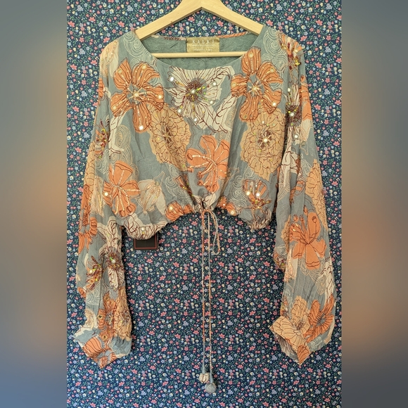 NWT Chiffon flower skirt set (lehenga and crop top) - Picture 7 of 12